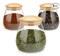Set of 3 Small Glass Jars with Bamboo Lids - Decorative 13 Ounce Borosilicate Glass Canisters with Airtight Lids - Modern Bamboo Glass Storage Containers for Coffee, Sugar, Candy, Rice, Pasta, and More
